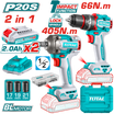 Total 20V 2-Piece Charging Kit - Brushless Drill & Impact Wrench with 2 Batteries (TCKLI20286)