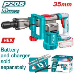 TOTAL Cordless Demolition Breaker 20V – 16J Brushless SDS HEX - Battery & Charger Sold Separately (TDBLI20358)
