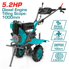 TOTAL Diesel Tiller 5.2HP – Diesel Garden Cultivator (TDC12006)