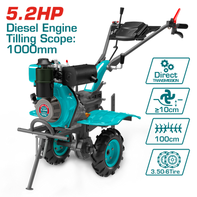 TOTAL Diesel Tiller 5.2HP – Diesel Garden Cultivator (TDC12006)