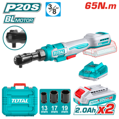 TOTAL 20V Cordless Drive Ratchet 65Nm – 3/8" With Batteries & Carrying Case (TDRLI20652)