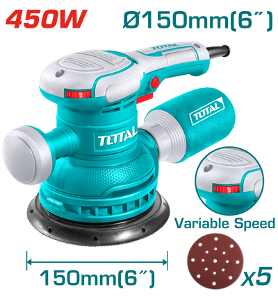 TOTAL Electric Rotary Sander with Variable Speed 450W - 150mm | 6" (TF2061506)