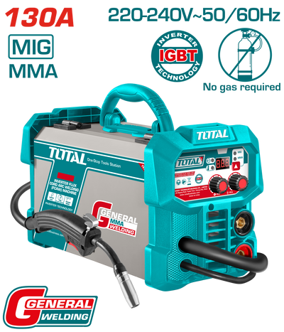 TOTAL Inverter Flux Core Arc Welding Machine 130A (FCAW) – No Gas Required (TFC13018)