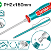 TOTAL Phillips Go-Through Screwdriver PH2 – 150mm S2 Steel Blade, Hex Shank, Magnetic Tip (TGTPH2150)