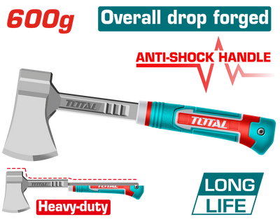 TOTAL Axe 600g Drop-Forged, Heavy-Duty Head, Comfort Grip Handle (THAX061600L)