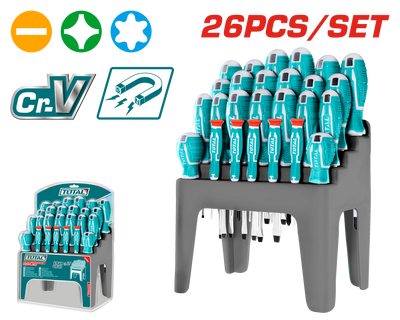 TOTAL 26pcs Screwdriver Set CR-V, Slotted, Phillips, Precision
