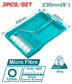 TOTAL Cylinder Brush 3-in-1 Set for Inner Wall – 230mm Microfiber Roller with Tray (THT811230912)