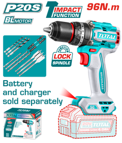TOTAL Brushless Cordless Impact Drill 96N.m - Battery & Charger Sold Separately (TIDLI209681)