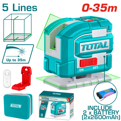 TOTAL Self-Leveling Line Laser Green 360° with Remote Control 0-35m (TLL306502)