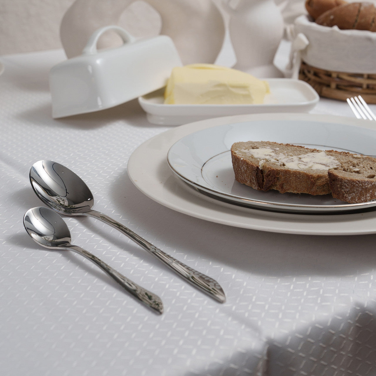 طقم أدوات طعام Arshia 26 قطعة ستانلس ستيل مع حامل – فضي لامع