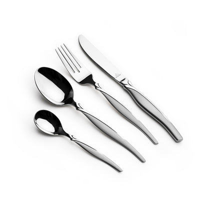 Arshia 26-Piece Stainless Steel Cutlery Set with Stand – Polished Silver
