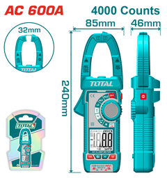 TOTAL Digital AC Clamp Meter 600A – TRMS 4000 Counts