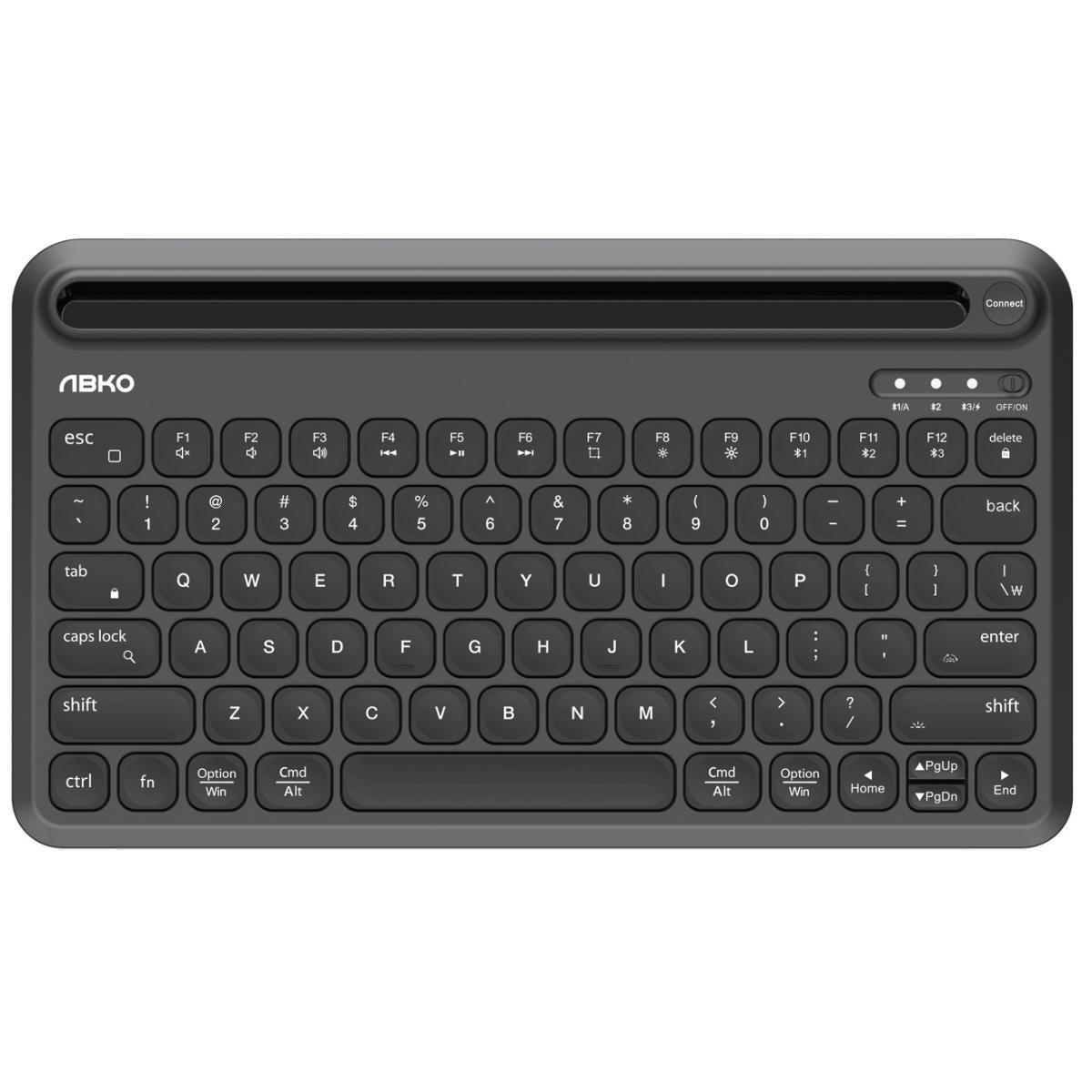 ABKONCORE TOS250 Multi-Device OS RGB BackLighting Wireless BlueTooth 5.1 Connectivity W/Type-C Charging Port-Slim 78Keys Compact KeyBoard