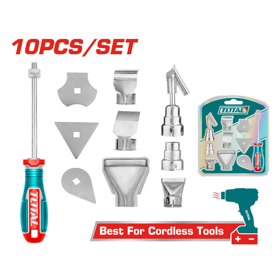 TOTAL 10-Piece Heat Gun Accessories Set High-Performance Tools