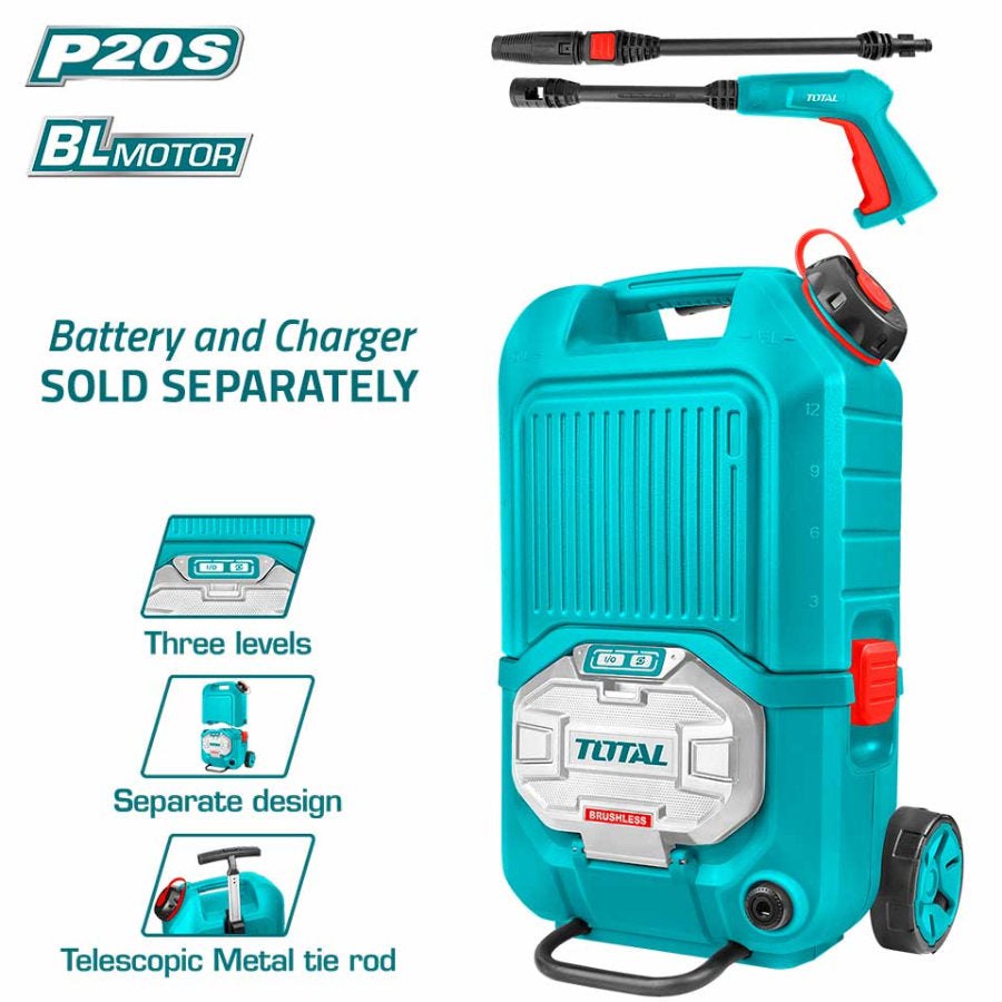 TOTAL 40V Cordless Pressure Washer 15L Tank 