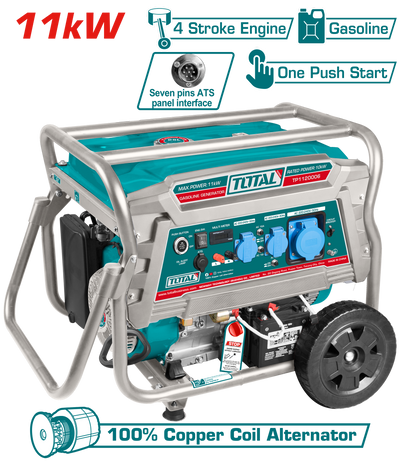 TOTAL Gasoline Generator 11kW – 10kW Rated Output with ATS Interface & Electric Start (TP1120006)