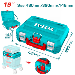 TOTAL 19" Stackable Tool Box – Heavy-Duty PP Plastic with 15kg Load Capacity (TPBXS102)