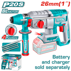 TOTAL 20V Brushless Cordless Rotary Hammer SDS Plus – 2.5J Rotary Hammer Drill (TRHLI26208)