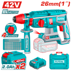 TOTAL Cordless Rotary Hammer 2.5J - 42V Brushless with SDS Plus System & Accessories (TRHLI422682)
