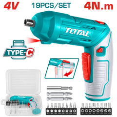 TOTAL 19PCs Cordless Screwdriver Set  4N.m | 1/4" - Without USB Cable (TSDLI0442)