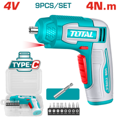 TOTAL Cordless Screwdriver 4V | 4Nm - USB Rechargeable (TSDLI0458)