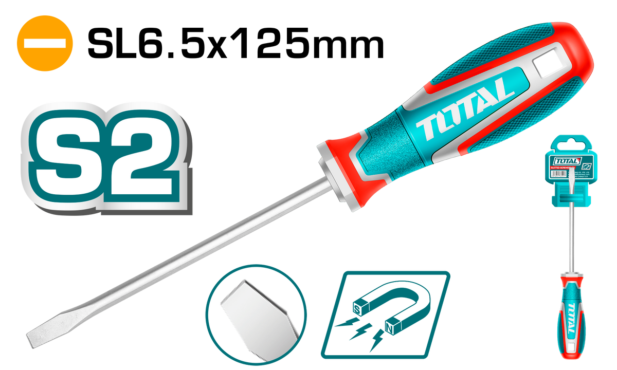 TOTAL Slotted Screwdriver SL6.5 × 125mm (TSDSL6125)
