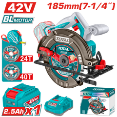 TOTAL Cordless Circular Saw – Brushless 42V, 185mm Blade (TSLI4218511)