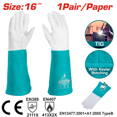 TOTAL Grain Goatskin Leather Gloves 16" – Heat Resistant Heavy Duty Work Gloves (TSP19141)