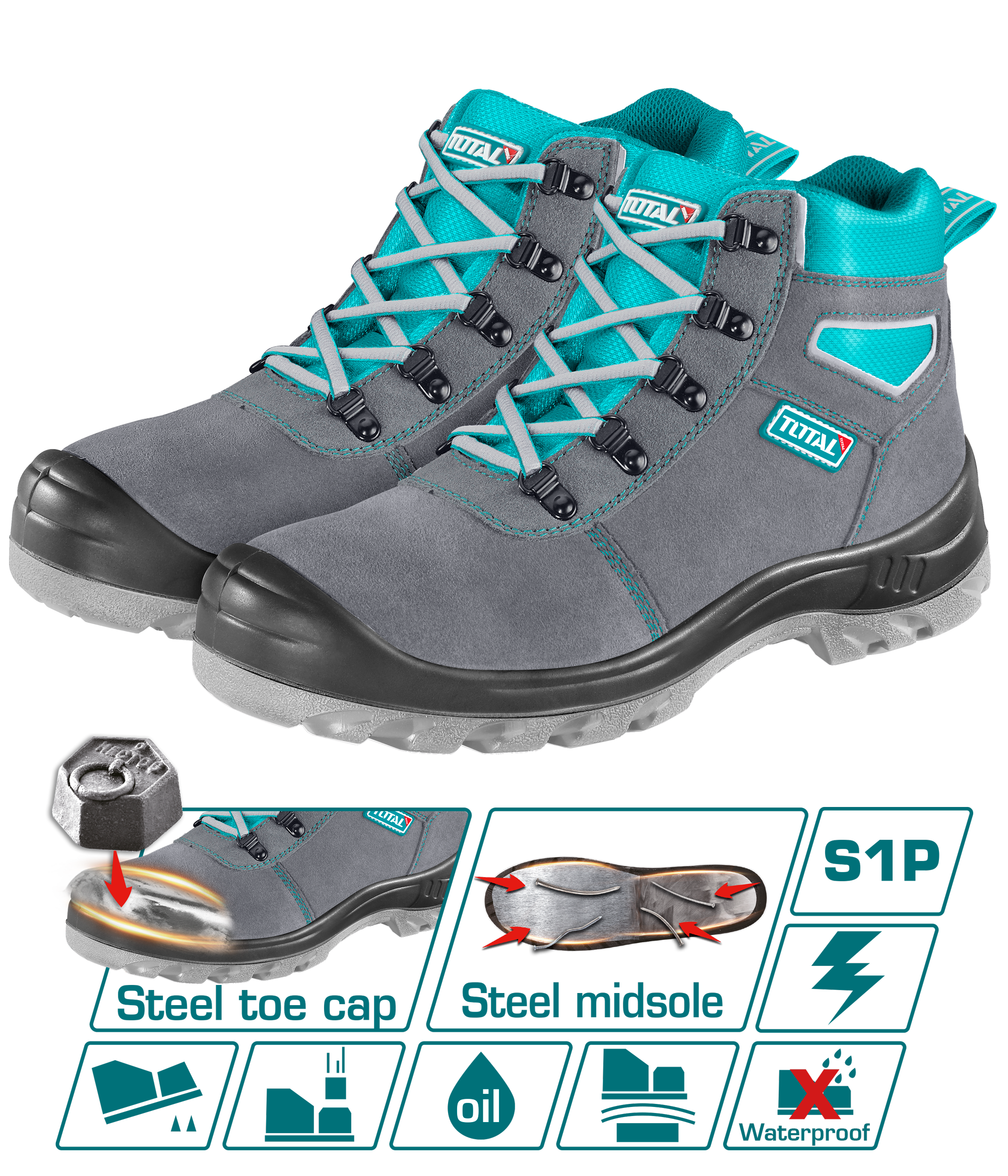 TOTAL Chamois Safety Boots S1P Steel Toe | TSP201S1P