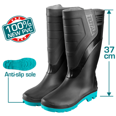 TOTAL Black PVC Rain Boots | Waterproof & Chemical Resistant (TSP302LAB)