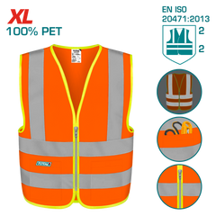 TOTAL High Visibility Reflective Safety Vest – Fluorescent Orange (TSP62XL)
