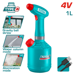 TOTAL Battery Sprayer 4V | 1L – Portable Electric Sprayer with 90min Work Time (TSPP3701)