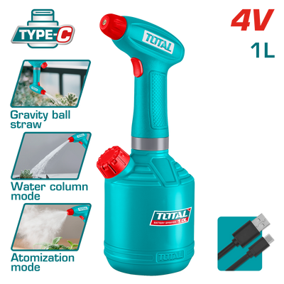 TOTAL Battery Sprayer 4V | 1L – Portable Electric Sprayer with 90min Work Time (TSPP3701)