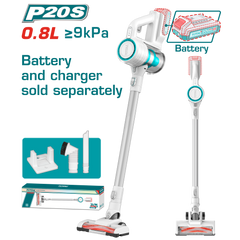 TOTAL Cordless Vacuum Cleaner 20V – 120W Cyclone Vacuum with HEPA Filter - Battery & Charger Sold Separately (TVLI20061)