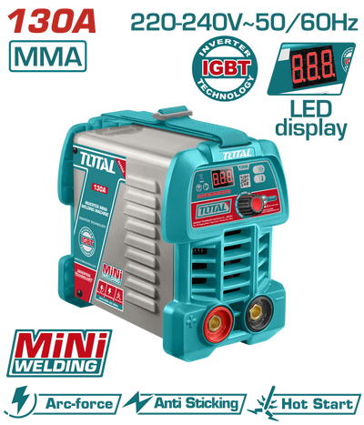 TOTAL Inverter MMA Welding Machine 130A – IGBT Welding Machine with Accessories (TW213049)