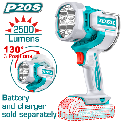 TOTAL Cordless Work Lamp 20V – 22.5W LED Adjustable Work Light - Battery & Charger Sold Separately (TWLI20885)