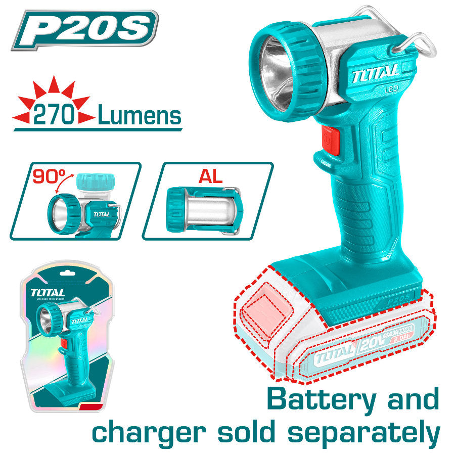 Total 20V Lithium-Ion Work Lamp Bright LED & Adjustable 