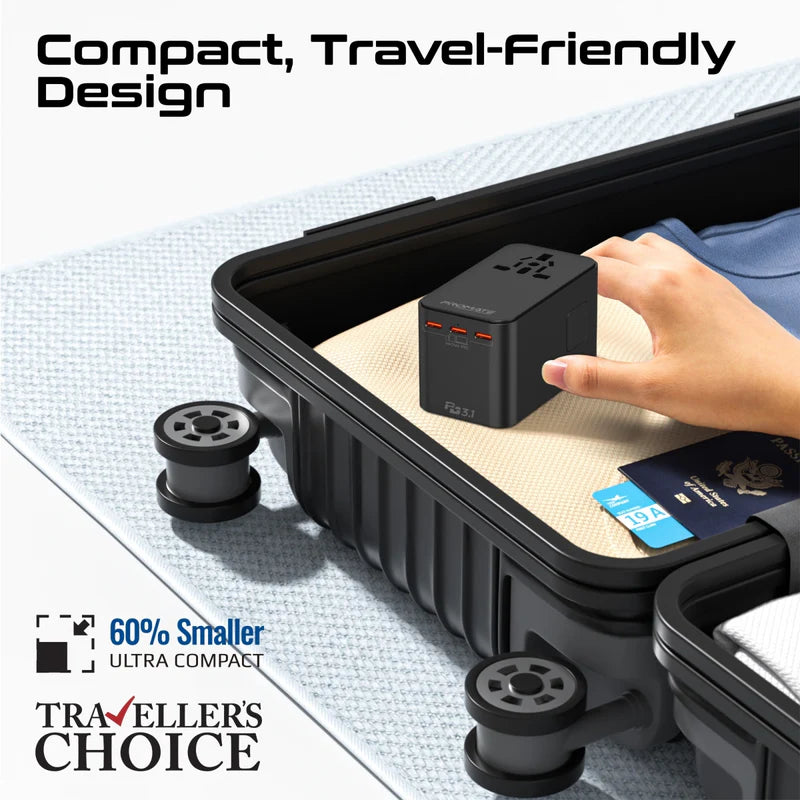 Promate TripMate-GaN160 160W Multi-Port Travel Adapter