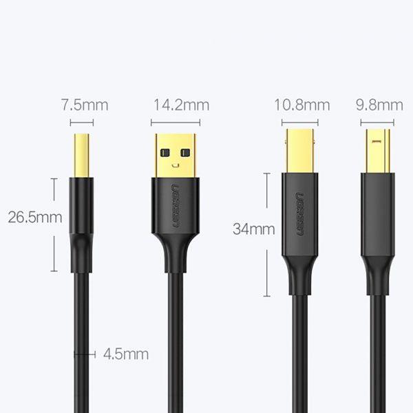 UGREEN USB 2.0 AM to BM Print Cable 1m (Black)