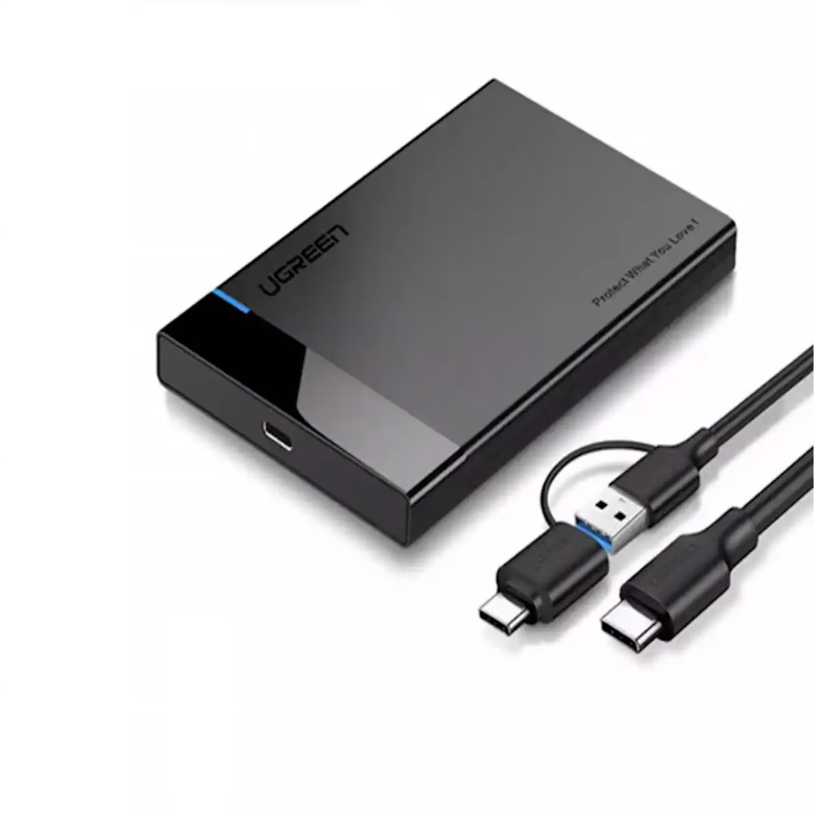 UGREEN 60735 علبة هارد درايف USB 3.1 بحجم 2.5 بوصة – مع كابلات USB-A إلى USB-C و USB-C إلى USB-C