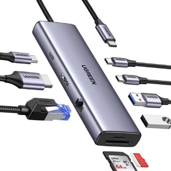 UGREEN محول USB-C 9 في 1 بدقة 4K 60Hz وشحن PD سريع

