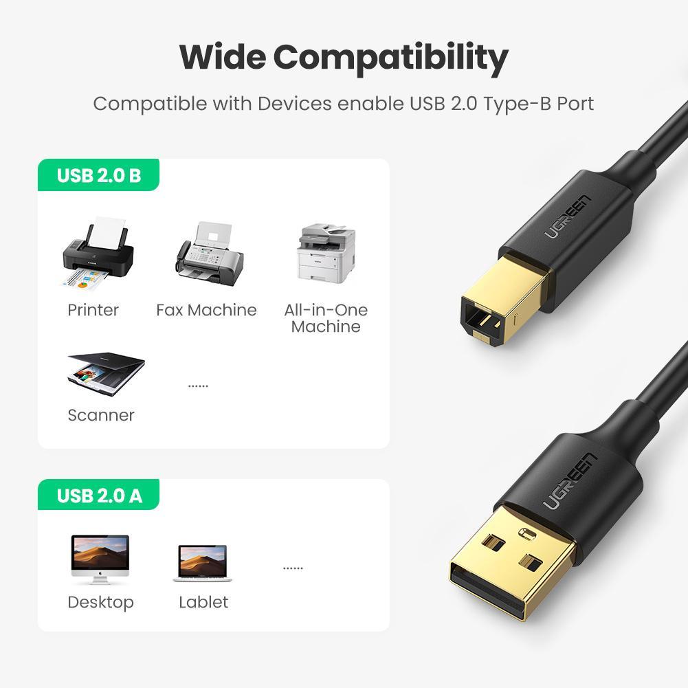 UGREEN USB 2.0 AM to BM Print Cable 3m (Black)