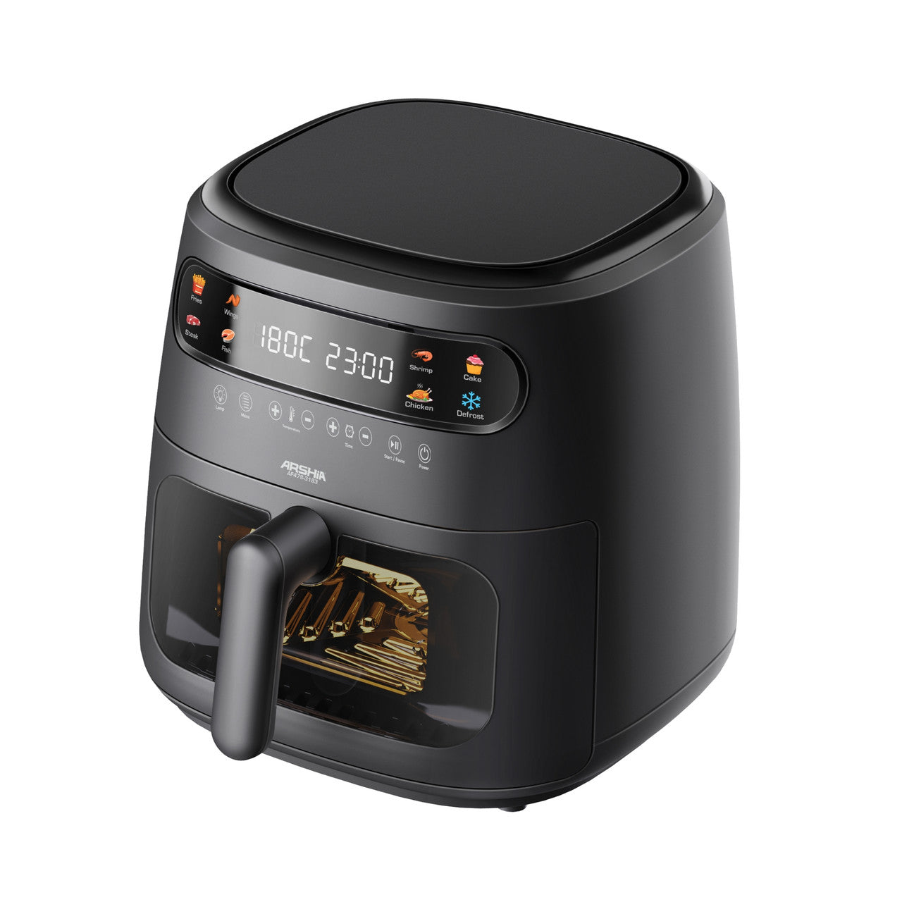 Arshia 8L Multifunctional Window Basket Air Fryer - Black