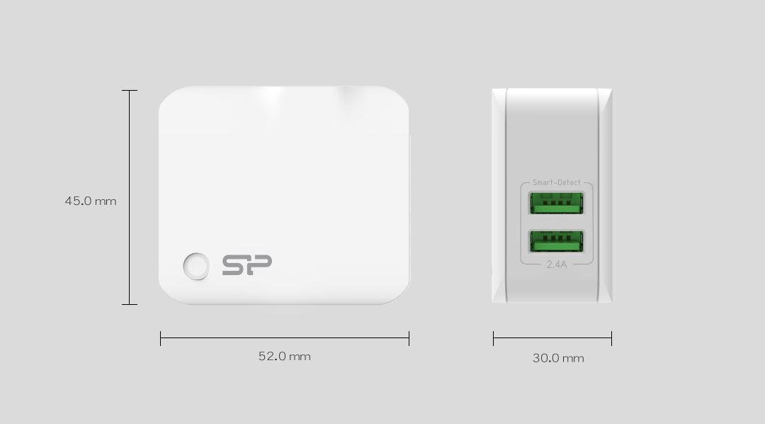 Silicon Power Wall Charger WC102P Dual Fast USB Charging - White