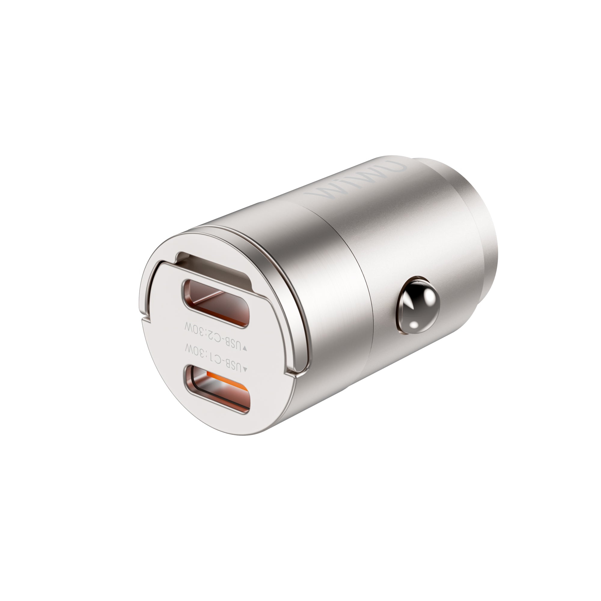 WIWU Nano Dual C 30W Fast Car Charger Compact & Powerful - Titanium 