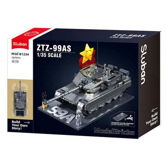 Sluban Model Bricks ZTZ-99AS Tank 1079 Pieces | M38-B1234 Premium Scale Model