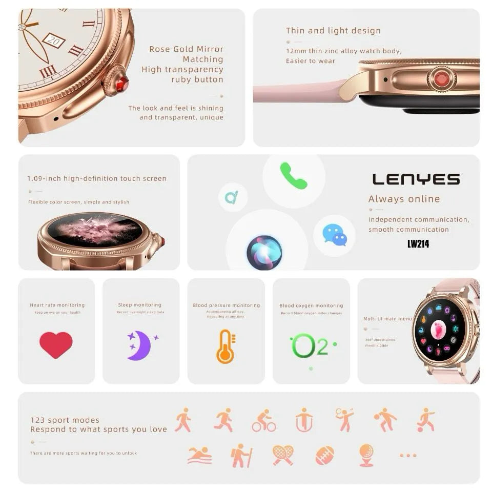 Lenyes Fit Smart Watch with Bluetooth Call & Health Tracking