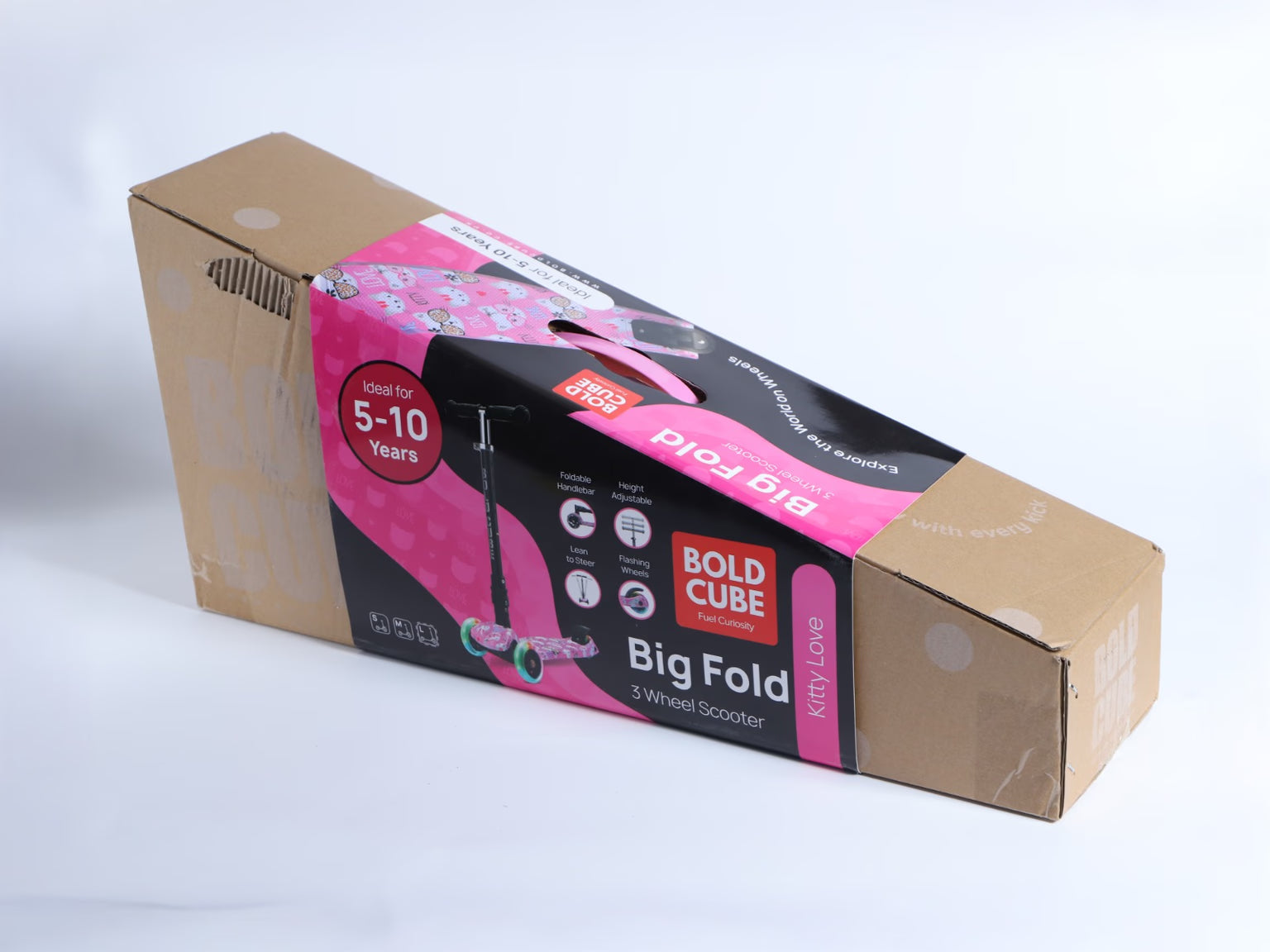 Boldcube Big 3-Wheel Scooter – Kitty Love, Age 5-10