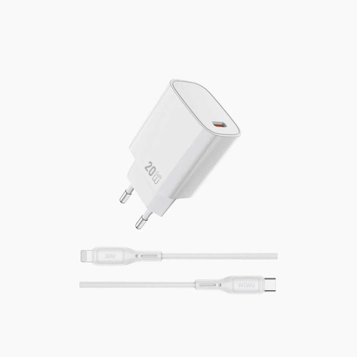 WiWU Essen GaN 20W Fast Charger + C to Lightning Cable