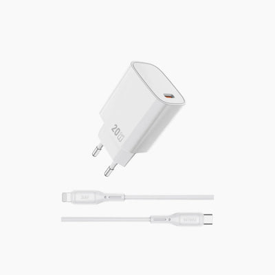 WiWU Essen GaN 20W Fast Charger + C to Lightning Cable